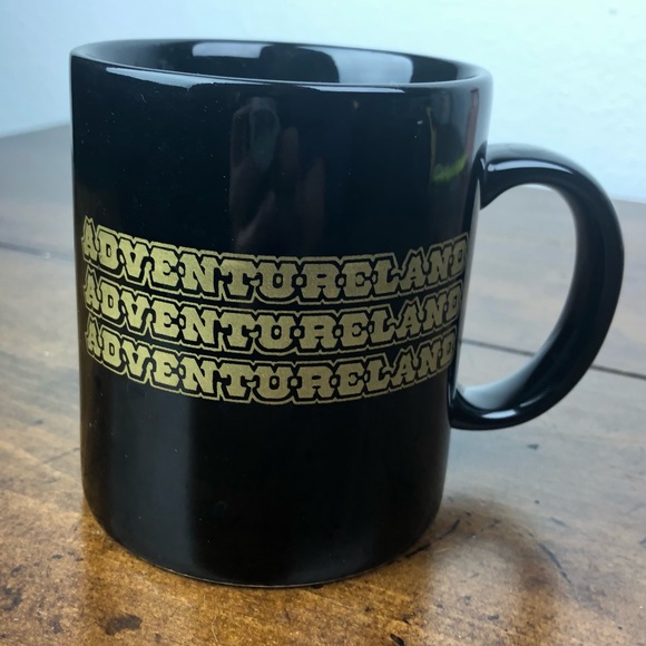 Adventureland Des Moines Iowa Anchor Hocking Black & Metallic Gold Coffee Mug